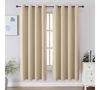 CUCRAF Light Beige Blackout Curtains 63 inch Length 2 Panels Set, Room Darkening Drapes for Living Room Bedroom, Thermal Insulated Light Blocking Grommet Window Curtain (W52 x L63 Inch)