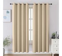 CUCRAF Light Beige Blackout Curtains 72 inch Length 2 Panels Set, Room Darkening Drapes for Living Room Bedroom, Thermal Insulated Light Blocking Grommet Window Curtain (W52 x L72 Inch)