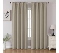 CUCRAF Light Beige Blackout Curtains 96 inch Length 2 Panels Set, Rod Pocket Room Darkening Drapes for Bedroom Living Room, Insulated Thermal Light Blocking Window Curtain (W52 x L96 Inch)