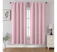 CUCRAF Light Pink Blackout Curtains 63 inch Length 2 Panels Set, Rod Pocket Room Darkening Drapes for Bedroom Living Room, Insulated Thermal Light Blocking Window Curtain (W52 x L63 Inch)