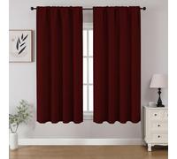 CUCRAF Maroon Red Blackout Curtains 45 inch Length 2 Panels Set, Rod Pocket Room Darkening Drapes for Bedroom Living Room, Insulated Thermal Light Blocking Window Curtain (W52 x L45 Inch)