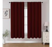 CUCRAF Maroon Red Blackout Curtains 54 inch Length 2 Panels Set, Rod Pocket Room Darkening Drapes for Bedroom Living Room, Insulated Thermal Light Blocking Window Curtain (W52 x L54 Inch)