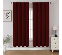 CUCRAF Maroon Red Blackout Curtains 63 inch Length 2 Panels Set, Rod Pocket Room Darkening Drapes for Bedroom Living Room, Insulated Thermal Light Blocking Window Curtain (W52 x L63 Inch)