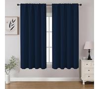 CUCRAF Navy Blue Blackout Curtains 45 inch Length 2 Panels Set, Rod Pocket Room Darkening Drapes for Bedroom Living Room, Insulated Thermal Light Blocking Window Curtain (W52 x L45 Inch)