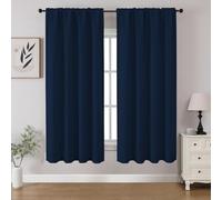 CUCRAF Navy Blue Blackout Curtains 54 inch Length 2 Panels Set, Rod Pocket Room Darkening Drapes for Bedroom Living Room, Insulated Thermal Light Blocking Window Curtain (W52 x L54 Inch)