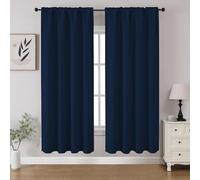 CUCRAF Navy Blue Blackout Curtains 63 inch Length 2 Panels Set, Rod Pocket Room Darkening Drapes for Bedroom Living Room, Insulated Thermal Light Blocking Window Curtain (W52 x L63 Inch)