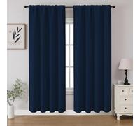 CUCRAF Navy Blue Blackout Curtains 72 inch Length 2 Panels Set, Rod Pocket Room Darkening Drapes for Bedroom Living Room, Insulated Thermal Light Blocking Window Curtain (W52 x L72 Inch)
