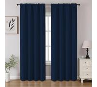 CUCRAF Navy Blue Blackout Curtains 84 inch Length 2 Panels Set, Rod Pocket Room Darkening Drapes for Bedroom Living Room, Insulated Thermal Light Blocking Window Curtain (W52 x L84 Inch)