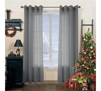CUCRAF Net Curtains for Living Room & Bedroom, Grey Voile Sheer Curtains, 90" Drop Pair, Wrinkle Resistant, Machine Washable