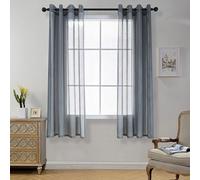 CUCRAF Net Curtains for Windows - Eyelet Curtain for Living Room & Bedroom, Voile Sheer Grey 66 drop pair, Wrinkle Resistant Solid Colour Easy to Clean and Machine Washable