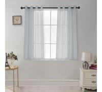 CUCRAF Net Curtains for Windows - Eyelet Curtain for Living Room & Bedroom, Voile Sheer Grey Blue 72 drop pair, Wrinkle Resistant Solid Colour Easy to Clean and Machine Washable