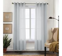 CUCRAF Net Curtains for Windows - Eyelet Curtain for Living Room & Bedroom, Voile Sheer Grey Blue 90 drop pair, Wrinkle Resistant Solid Colour Easy to Clean and Machine Washable
