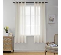 CUCRAF Net Curtains for Windows - Eyelet Curtain for Living Room & Bedroom, Voile Sheer Linen 60 drop pair, Wrinkle Resistant Solid Colour Easy to Clean and Machine Washable