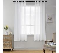 CUCRAF Net Curtains for Windows - Eyelet Curtain for Living Room & Bedroom, Voile Sheer White 66 drop pair, Wrinkle Resistant Solid Colour Easy to Clean and Machine Washable