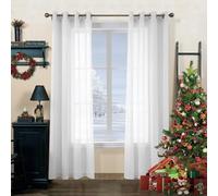 CUCRAF Net Curtains for Windows - Eyelet Curtains for Living Room & Bedroom, Voile Sheer White Curtains 72 drop pair, Wrinkle Resistant Solid Colour Curtains Easy to Clean and Machine Washable