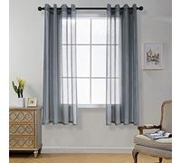 CUCRAF Net Eyelet Curtains for Windows - Living Room & Bedroom Voile Sheer Grey 72 Drop Pair, Wrinkle Resistant Solid Colour, Easy to Clean and Machine Washable