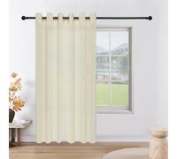 CUCRAF Voile Sheer Curtain, Eyelet Top Solid Linen Look Voile Curtain 1 Panel (Linen Color)