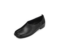 Cuctos Split Toe Tabi Flats Retro Women Block Low Heels Loafers Shoes Solid Color Soft Vegan Leather Slip On Casual Lazy Shoes, Black, 8 UK