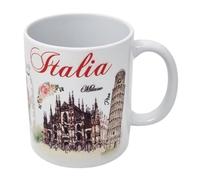 CUCUBA Ceramic Mug Italy Artistic Design Major Cities and Italian Monuments Milan Rome Venice Verona Pisa for Breakfast Snacks 36 cl