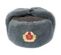 CUCUBA Russian Army Original Soviet Ushanka Wool Hat - Size 57 (M), dark blue