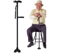 CUCUBA Ultimate Adjustable Folding & Extendable Walking Stick + LED Lights - Black