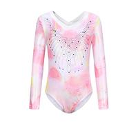 Cucudy Gymnastics Leotards for Girls Dancewear - Sleeveless Gradient Color Diamond Leotard Dancing Ballet Gymnastics Athletic Leotard Gift for 5-12 Years Girls