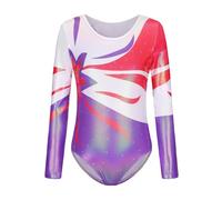 Cucudy Gymnastics Leotards for Girls Long Sleeve/Sleeveless Gradient Color Diamond Leotard Dancing Ballet Gymnastics Athletic Leotard for Kids 5 6 7 8 9 10 11 12 Years