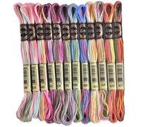 CUCUFA 12 Skeins Variegated Embroidery Floss, Magical Color Six Strand Embroidery Thread, Non-Fading Floss for Cross Stitch, Needlepoint, Variegated Thread