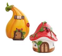 CUCUFA 2PCS Fairy Garden Houses, Resin Fairy Garden Miniatures, Cute Mushroom Castle and Pumpkin Room for Micro Landscape Decor, House