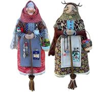 CUCUFA 2Pcs Kitchen Witch Doll, 7x2.4 Inch Decorative Witch Doll on Broomstick, Hanging Halloween Ornaments for Tree Indoor Outdoor, Decor
