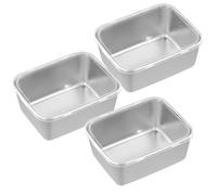 CUCUFA 3Pcs Stainless Steel Food Containers, Stackable Food Storage Box with Plastic Clear Lids, Meat Keeper for Refrigerator or Picnic, BBQ Party, Office Lunch, Stainless Steel Container