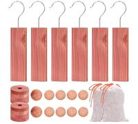 CUCUFA Cedar Blocks for Clothes Storage, 26Pcs Cedar Hanging Blocks, Cedar Blocks for Wardrobes, Aromatic Cedar Hangers, Cedar Scented Sachets