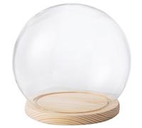 CUCUFA Clear Cloche Glass Dome, 6-inch Display Dome with Wooden Base Antique Bell Jar Display Dome for Plants Succulents Fairy Lights Photos Medals Decorative Fill, Type 1