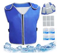 CUCUFA Cooling Vest with 20 Ice Packs, Blue, One Size, Unisex, Utility/Workwear, Regular Fit, Crew Neck