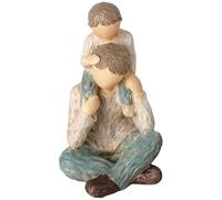 CUCUFA Father and Son Figurine 4.5x2.6x3inch Realistic Resin Father Figure with Son Sitting on Shoulder, Ideal Home Decor for Living Room, Bedroom, and Statue