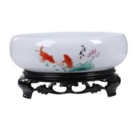 CUCUFA Flower Vase, Ceramic Hydroponic Lotus Bowl with Stand, Vases for Water Lily, Floral Container for Home