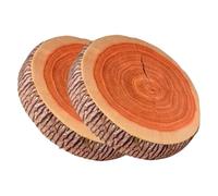CUCUFA Log Pillow 2Pcs 15x15x3 Inch Wood Slice Round Throw Pillows with Sponge Stuffed Plush Floor Cushion for Home, Hotel, Camping Tent, Round Throw Pillows