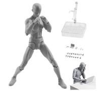 CUCUFA Mini Action Figure Movable Gestures PVC Lightweight Model Stands Doll Body-Chan Set with Pedestal Support for Sketching, Painting, Drawing Male, Male Female Action Figure