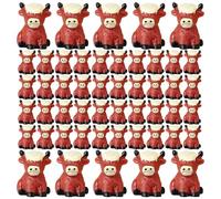 CUCUFA Mini Cow Figurines, 50Pcs Tiny Resin Animals, Mini Highland Cow Realistic, Miniature Figurines