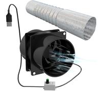 CUCUFA Portable Extractor Fan with 1m Duct Hose USB Adjustable DIY Ventilation Fan Powerful 5V 2A Brushless Motor Exhaust Fan for Kitchen Bathroom Smoke, Blower Fan