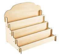 CUCUFA Postcard Display, 4 Tiers Wooden Greeting Card Display, 15.6x10.3x14.2 Inch Card Stand for Craft Show, Brochure, Photos, Sticker, Retail, Sales Table, Stand