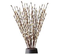 CUCUFA Pussy Willow Branches for Vases, 14PCS/Bunch 33 Inchg Long Stem Willow Branches, Reusable Artificial with White Flowers for Wedding Home Office Table, Dried Flowers for Vase