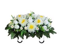 CUCUFA Silks Artificial Cemetery Flowers, Headstone Flower Saddle, Artificial Cemetery Flowers for Grave Decoration, Decorative