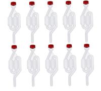 CUCUFA Wine Fermentation Airlock Kit, 10PCS Red Airlock and Bung Set, Bubbler Air Lock for Home Brewing, Stopper Exhaust Valve High Transparent S Shape for Brew Beer