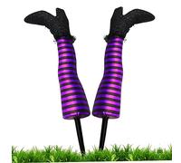 CUCUFA Witch Legs with Ground Stake 2Pcs Halloween Upside Down Simulation Witch Legs Wicked Festive Decorations for Yard Lawn Garden Party, Purple, Witches