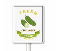 Cucumber Metal Sign Outdoor Plant Label Funny Vegetable Garden Sign Vegetable Names for Nursery Indoor Outdoor Garden Decoration Durable Aluminum Sign With Stake 12X15CM