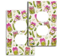 Cucumber Pickle Cute Light Switch Cover Plate Decorative Wall Plates 1 Gang Duplex Outlet Walls Plate Lightswitch Cover Electrical Switchplate Bow Cucumber Pickle Lovers Wall Decor, 2 Pack