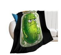 Cucumber Pickle in Jar Throw Blanket Flannel Blankets Warm Couch Bed Blanket for Living Room Sofa