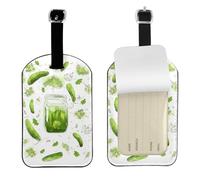 Cucumber Pickle,Luggage Tags Pu Leather Name Tag Travel Suitcase Identifier ID Tags Durable Baggage Label 2 pcs