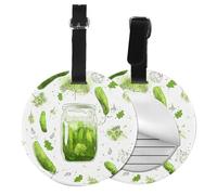 Cucumber Pickle,Luggage Tags Pu Leather Name Tag Travel Suitcase Identifier ID Tags Durable Baggage Label 2 pcs